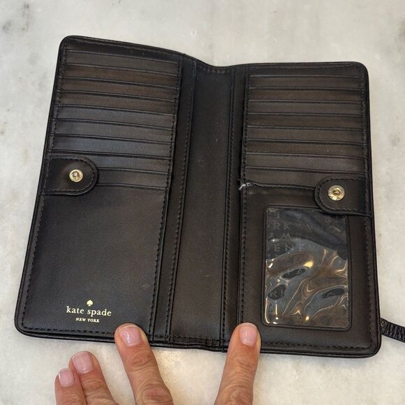 Kate Spade Pebbled Leather Full Sized Snap Closure Slim Wallet - Picture 9 of 16